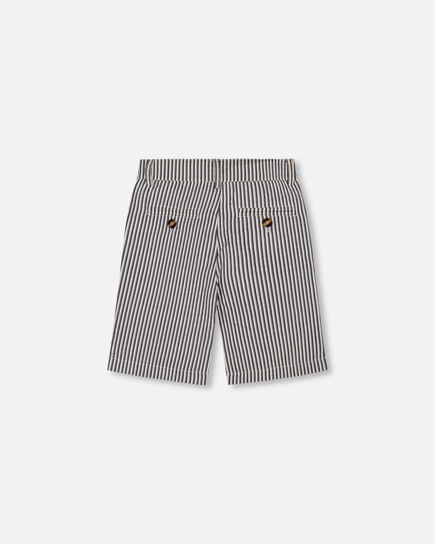 Slant Pocket Bermuda Shorts Navy Blue Striped - Image 2