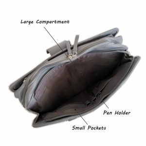 Leather Briefcase, Grey - Image 3