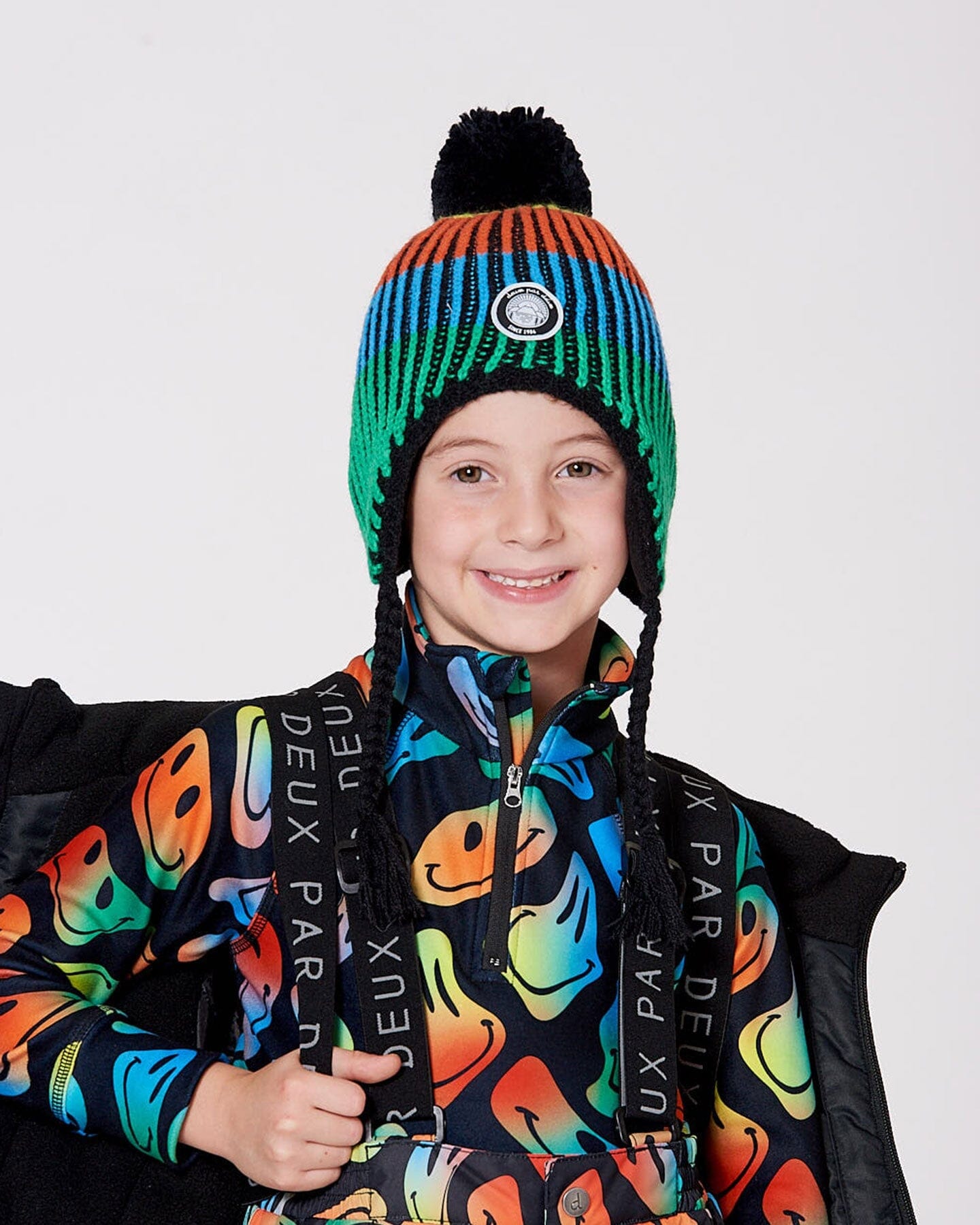 Lined Peruvian Knit Winter Hat With Pompom Multicolor - Image 2