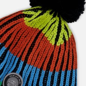 Lined Peruvian Knit Winter Hat With Pompom Multicolor - Image 4