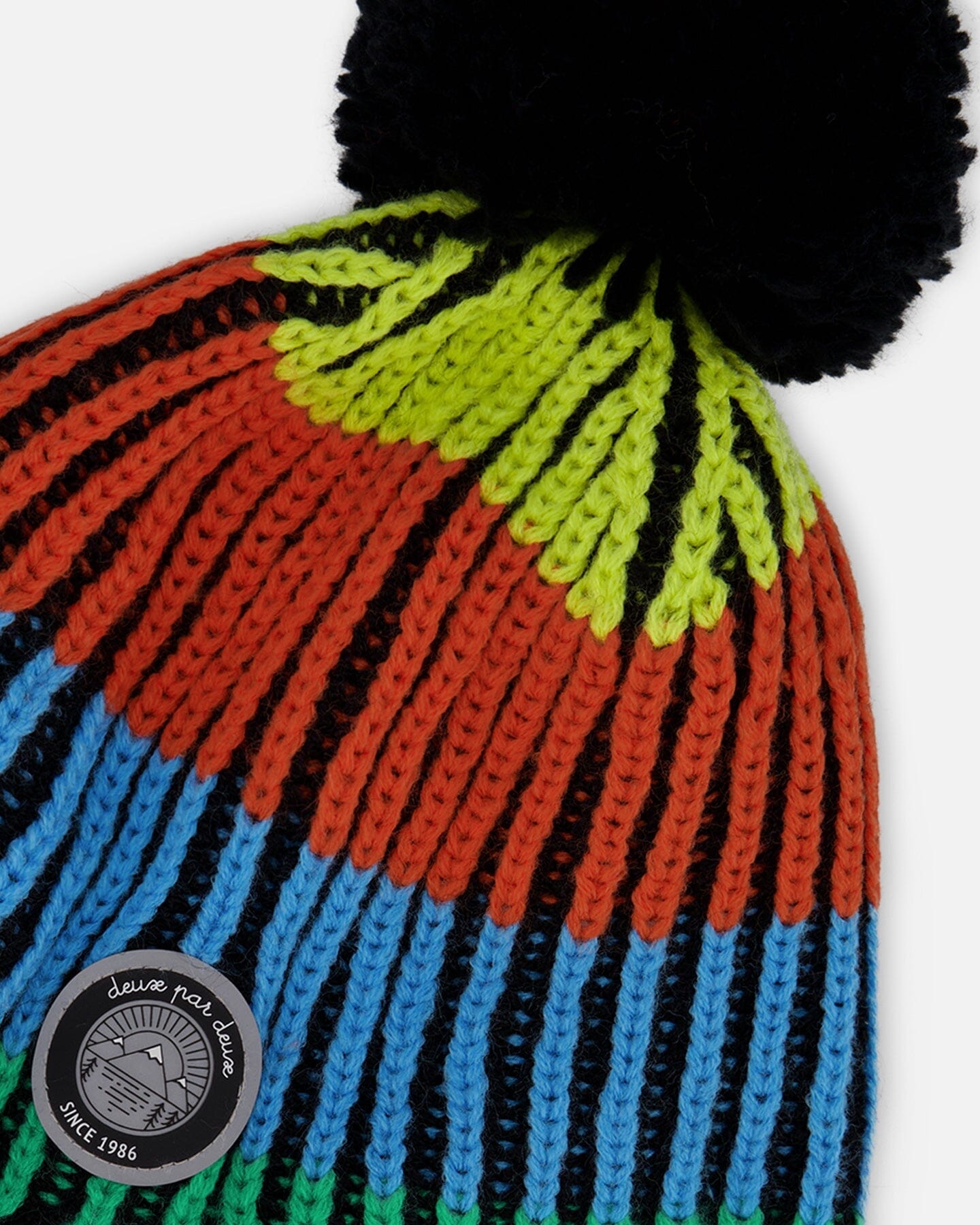 Lined Peruvian Knit Winter Hat With Pompom Multicolor - Image 4