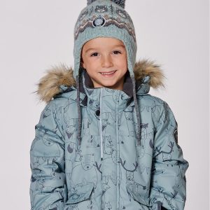 Alternative view of Lined Peruvian Knit Pompom Hat Gray And Sage