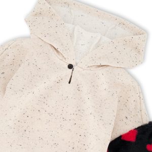 Hooded Glittering French Terry Dress Beige With Heart Bag - Image 4