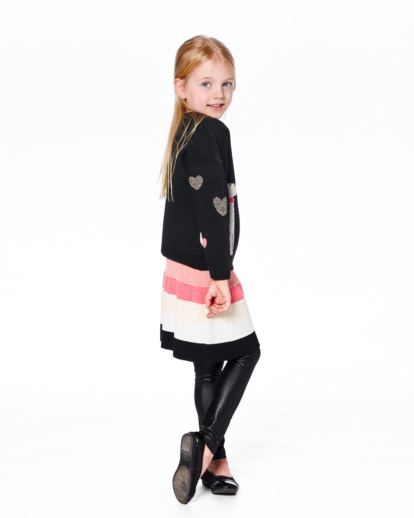 Striped Knit Skirt Beige Black And Pink - Image 2