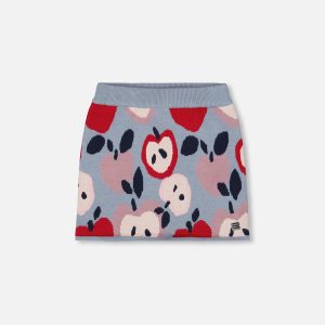 Knit Skirt Blue And Red With Apple Heart Jacquard - Image 13