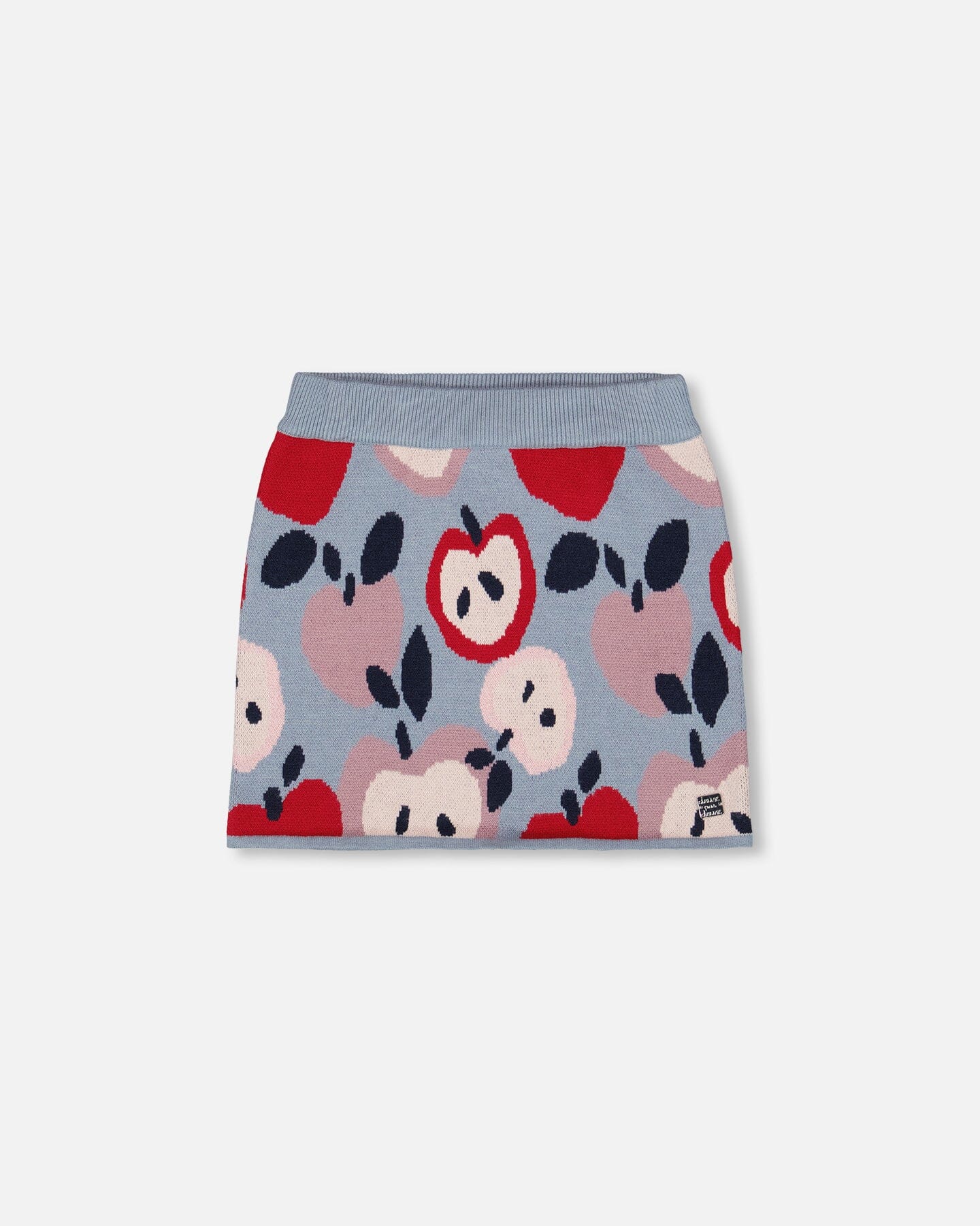 Knit Skirt Blue And Red With Apple Heart Jacquard - Image 13