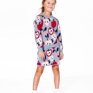 Knit Skirt Blue And Red With Apple Heart Jacquard - Image 2
