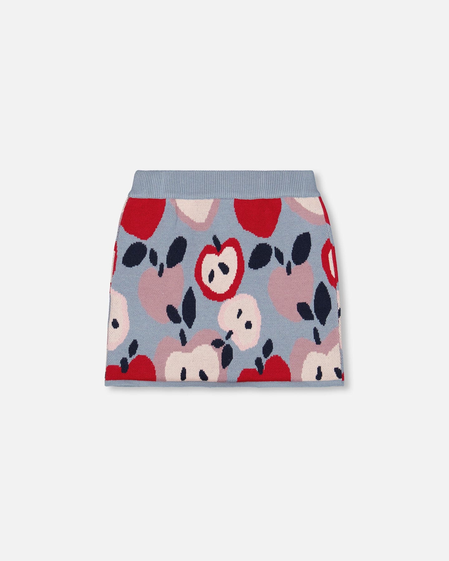 Knit Skirt Blue And Red With Apple Heart Jacquard - Image 3