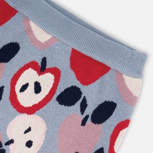 Knit Skirt Blue And Red With Apple Heart Jacquard - Image 4