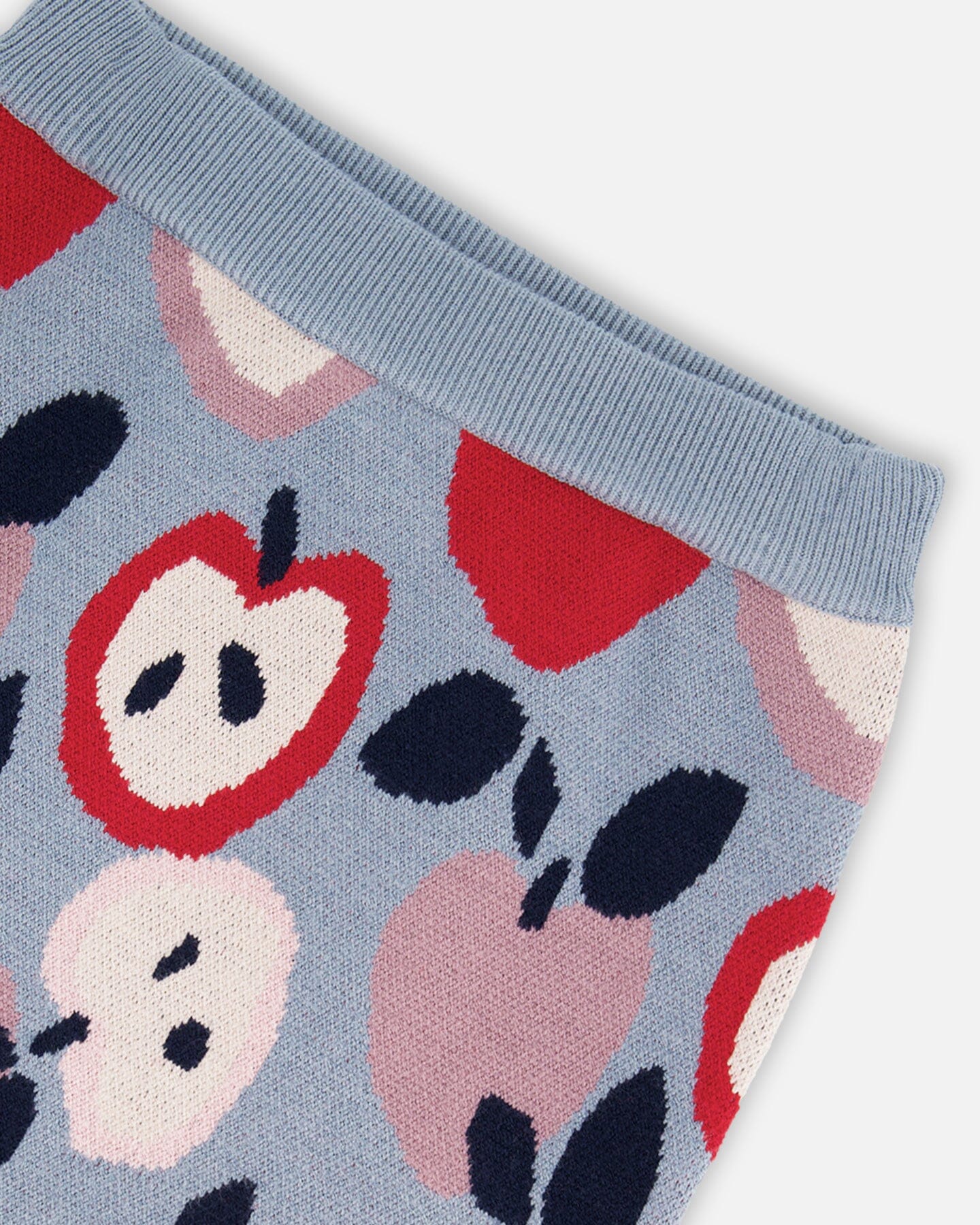Knit Skirt Blue And Red With Apple Heart Jacquard - Image 4