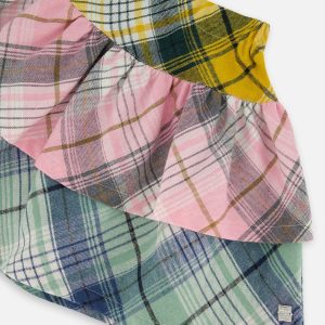 Two-Tiered Flannel Skirt Green Pink And Yellow - Image 4