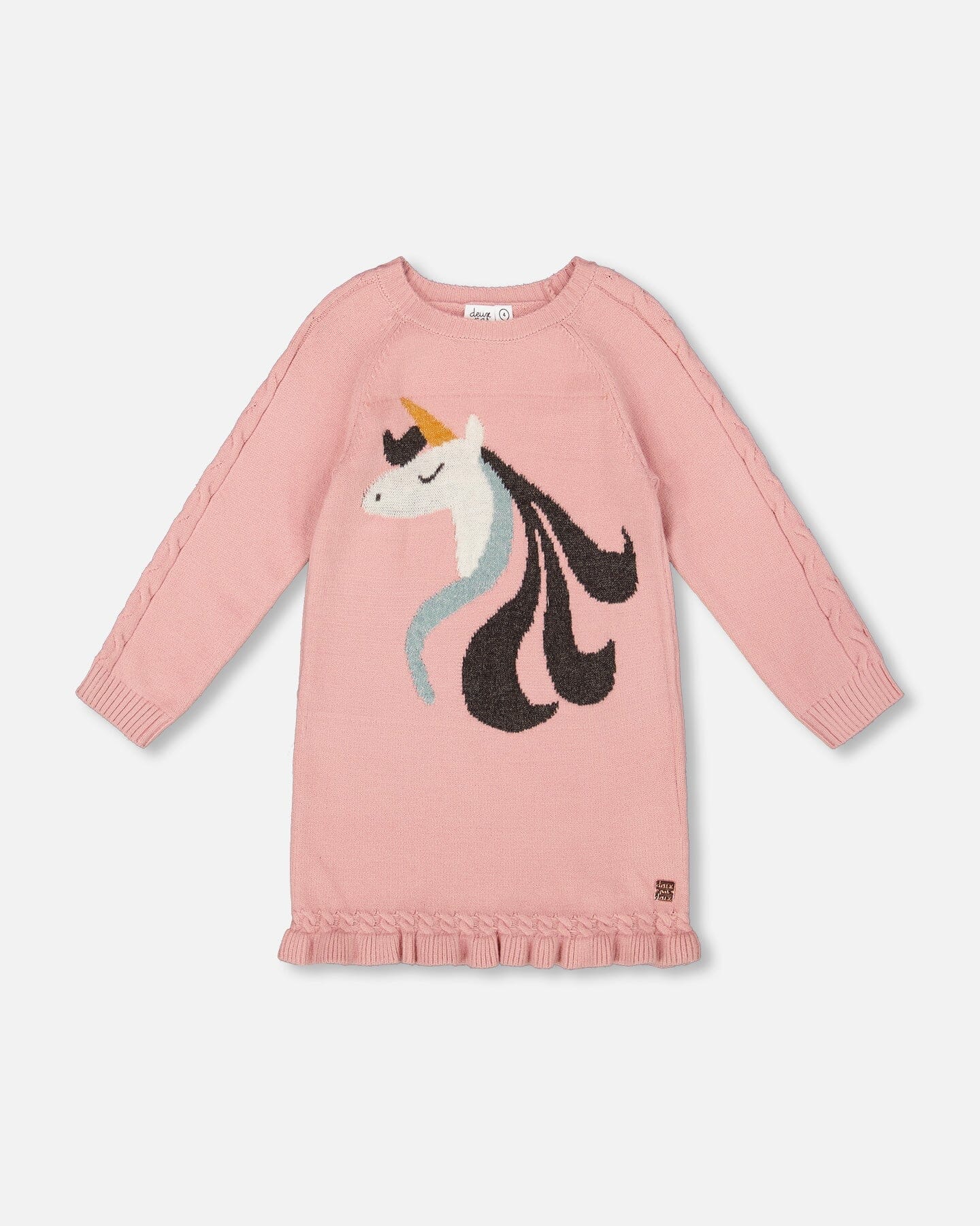 Knitted Dress Dusty Pink With Unicorn Intarsia - Image 12