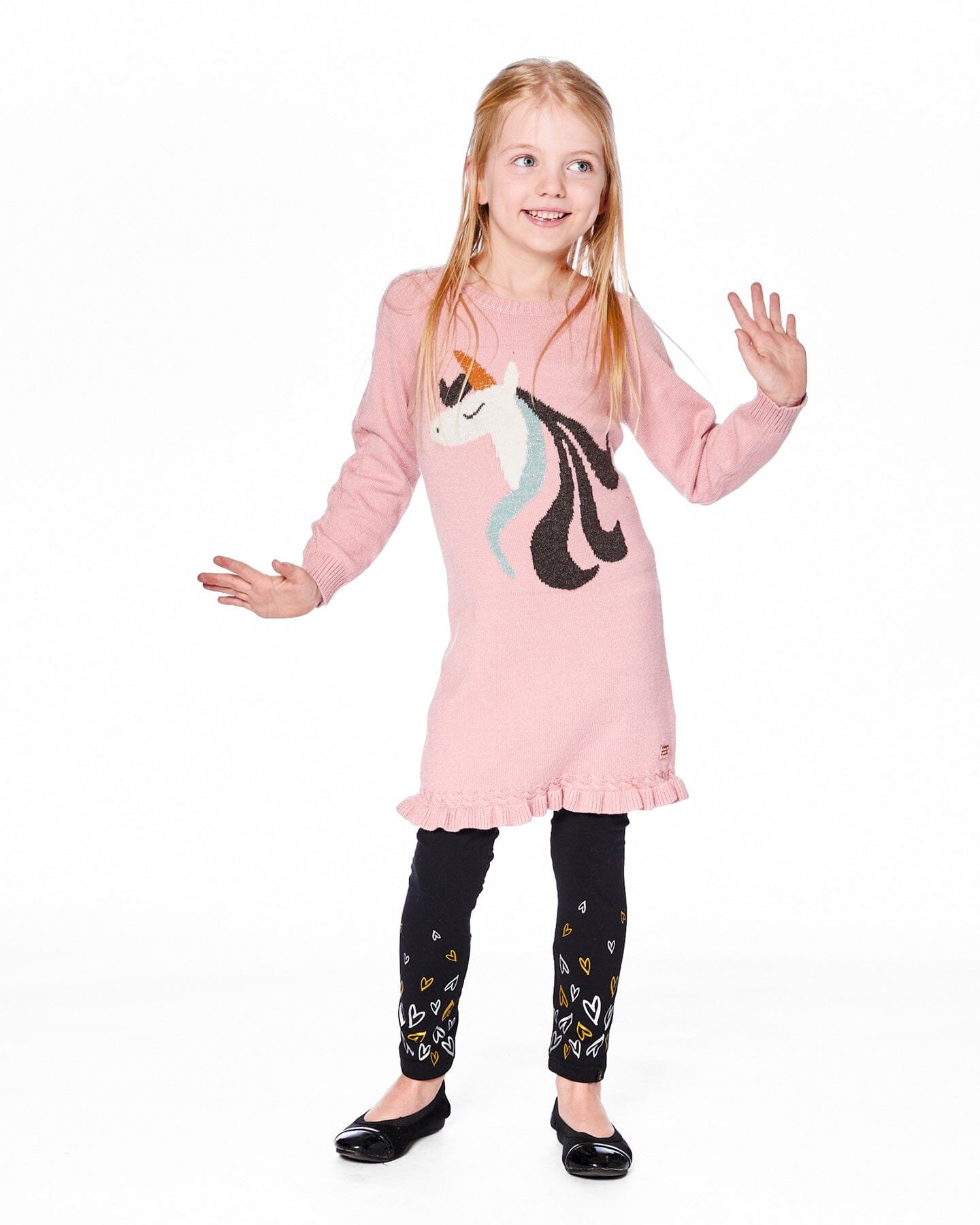 Knitted Dress Dusty Pink With Unicorn Intarsia - Image 2