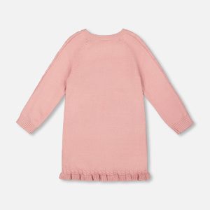 Knitted Dress Dusty Pink With Unicorn Intarsia - Image 3