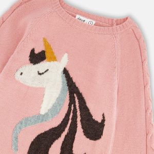 Knitted Dress Dusty Pink With Unicorn Intarsia - Image 4