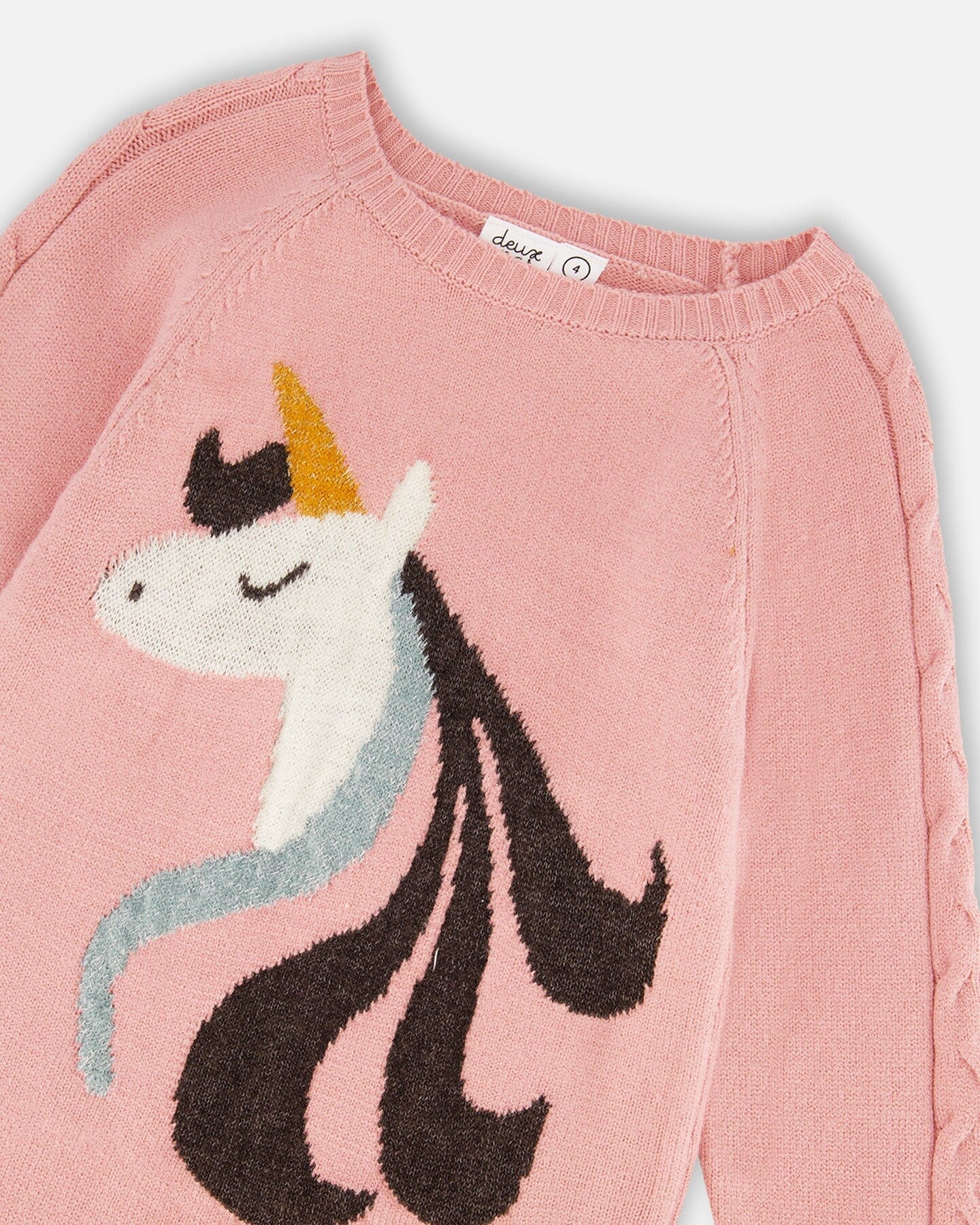 Knitted Dress Dusty Pink With Unicorn Intarsia - Image 4