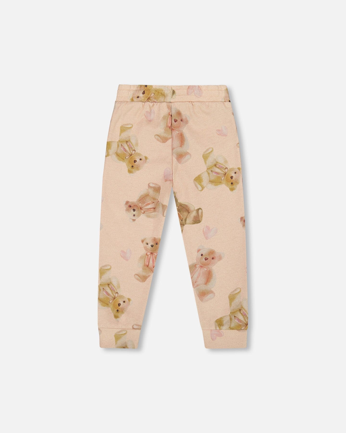Glittering French Terry Sweatpants Beige Teddy Bear Print - Image 3