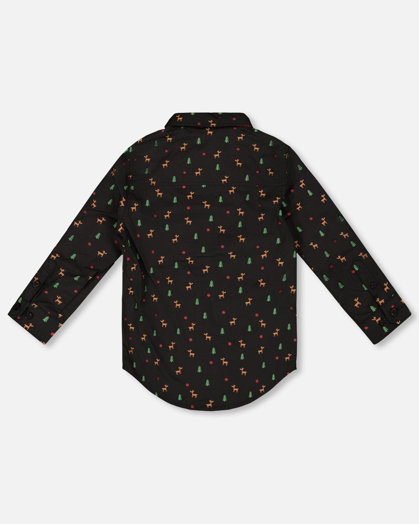 Printed Poplin Shirt Black And Multicolor With Bow Tie - Image 3