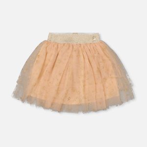 Multi Layer Glittering Mesh Skirt Beige - Image 9