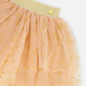 Multi Layer Glittering Mesh Skirt Beige - Image 3