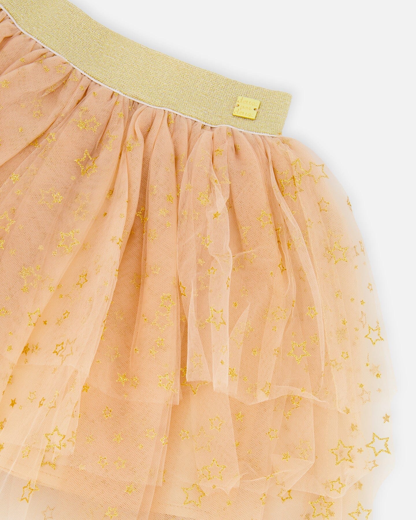 Multi Layer Glittering Mesh Skirt Beige - Image 3