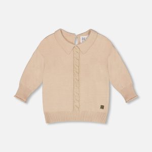 3/4 Sleeve Knitted Sweater Beige