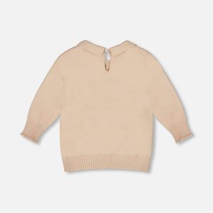 3/4 Sleeve Knitted Sweater Beige - Image 3