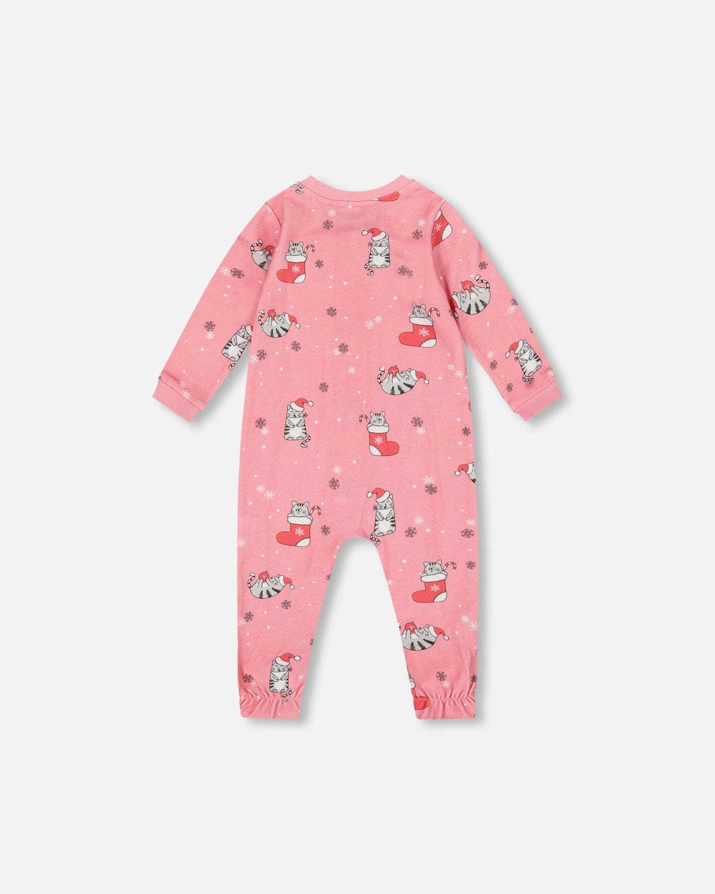 One-Piece Organic Cotton Pajama Pink Cat Print - Image 2