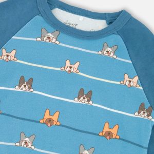 Two-Piece Organic Cotton Pajama Set Blue Dog Print - Image 4