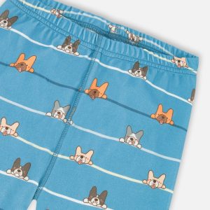Two-Piece Organic Cotton Pajama Set Blue Dog Print - Image 5