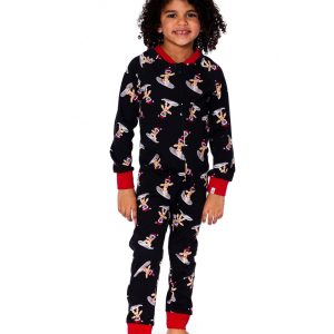 Alternative view of Organic Cotton Interlock One-Piece Pajama Black Cookie Print