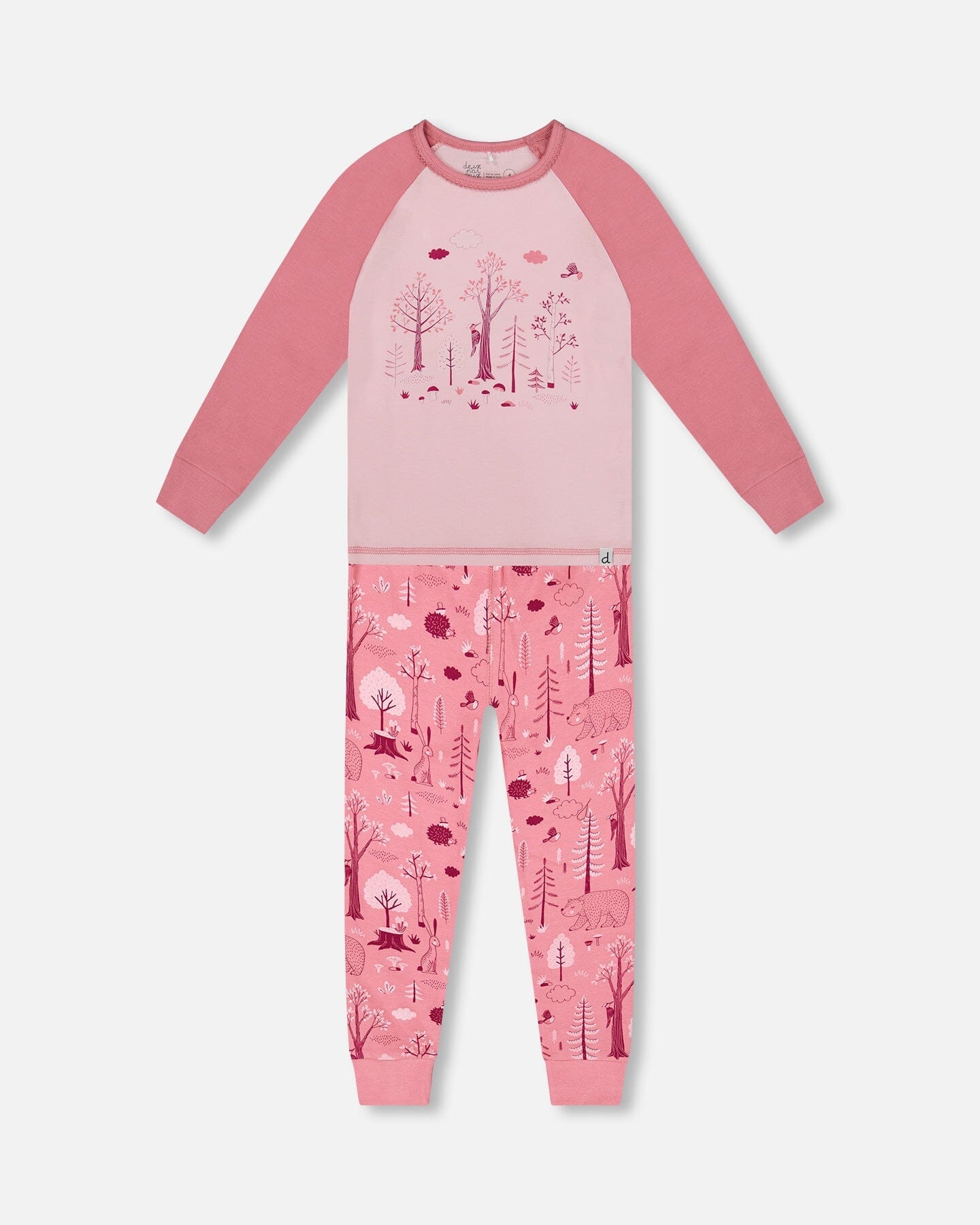 Organic Cotton Two-Piece Pajamas Pink Forest - Image 12