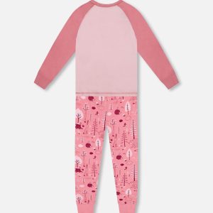 Organic Cotton Two-Piece Pajamas Pink Forest - Image 3