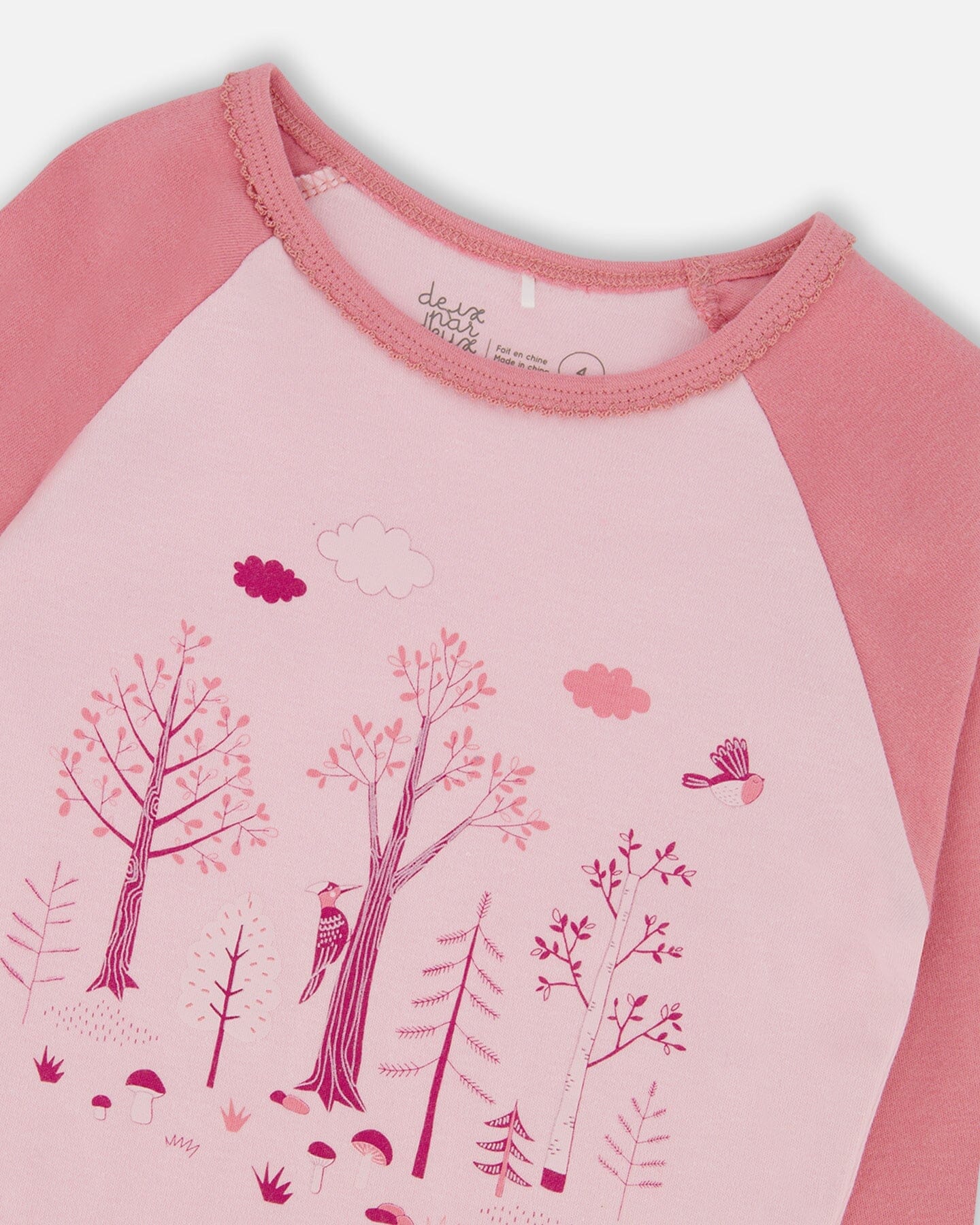 Organic Cotton Two-Piece Pajamas Pink Forest - Image 4
