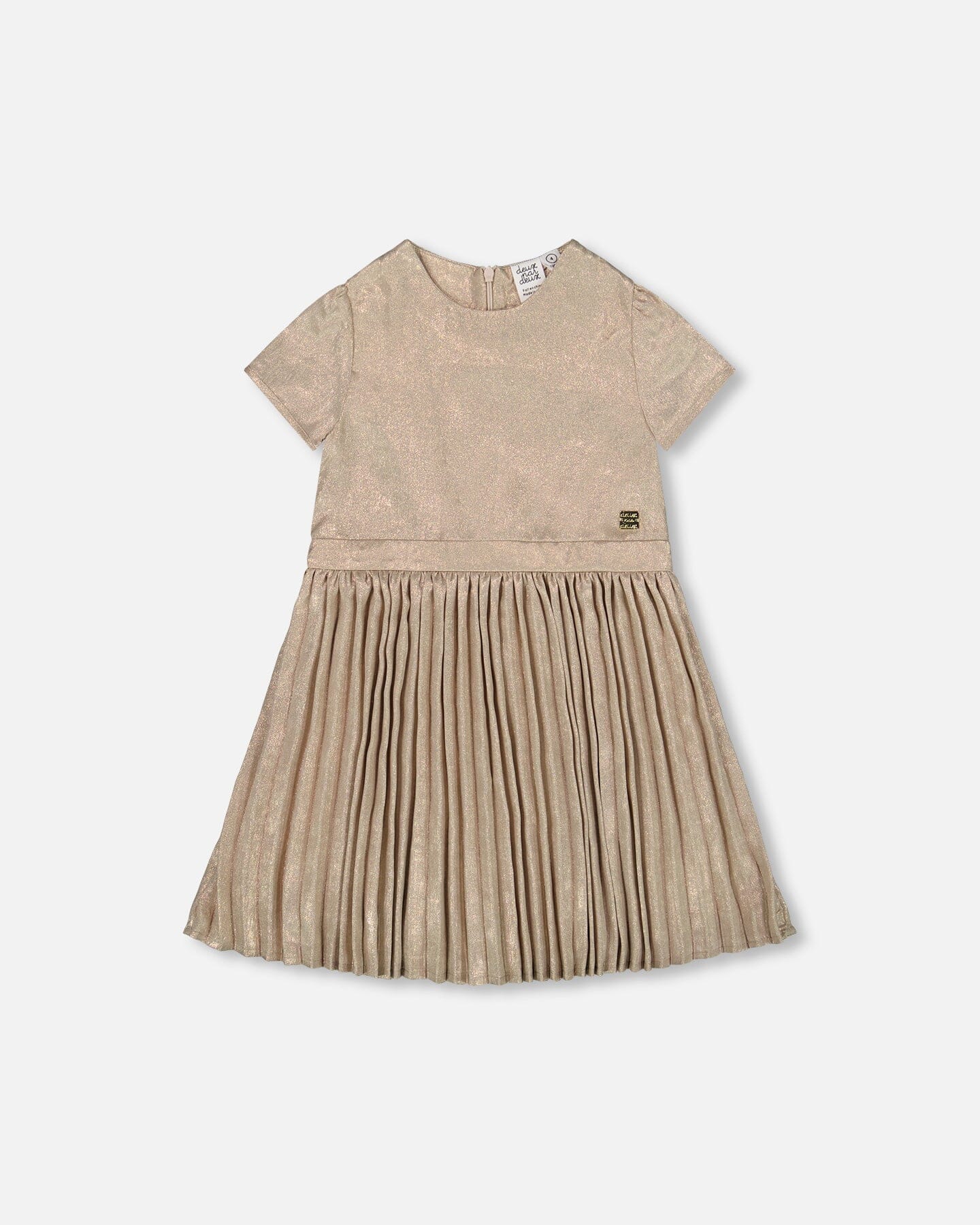 Short Sleeve Dress With Pleated Skirt Light Caramel - Image 10