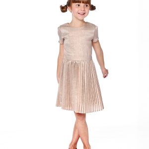 Alternative view of Short Sleeve Dress With Pleated Skirt Light Caramel