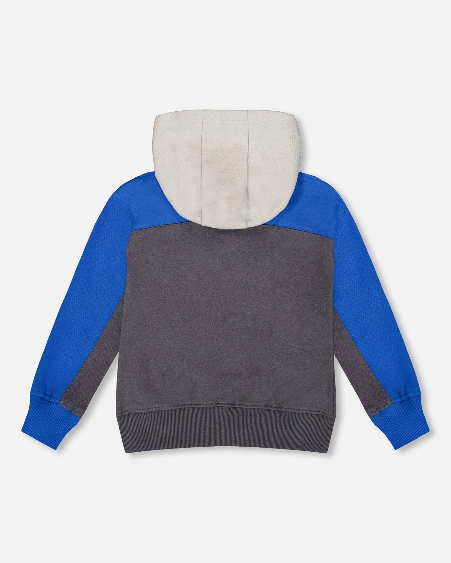 Color Blocked Zip Front Fleece Hoodie Dark Gray - Image 3