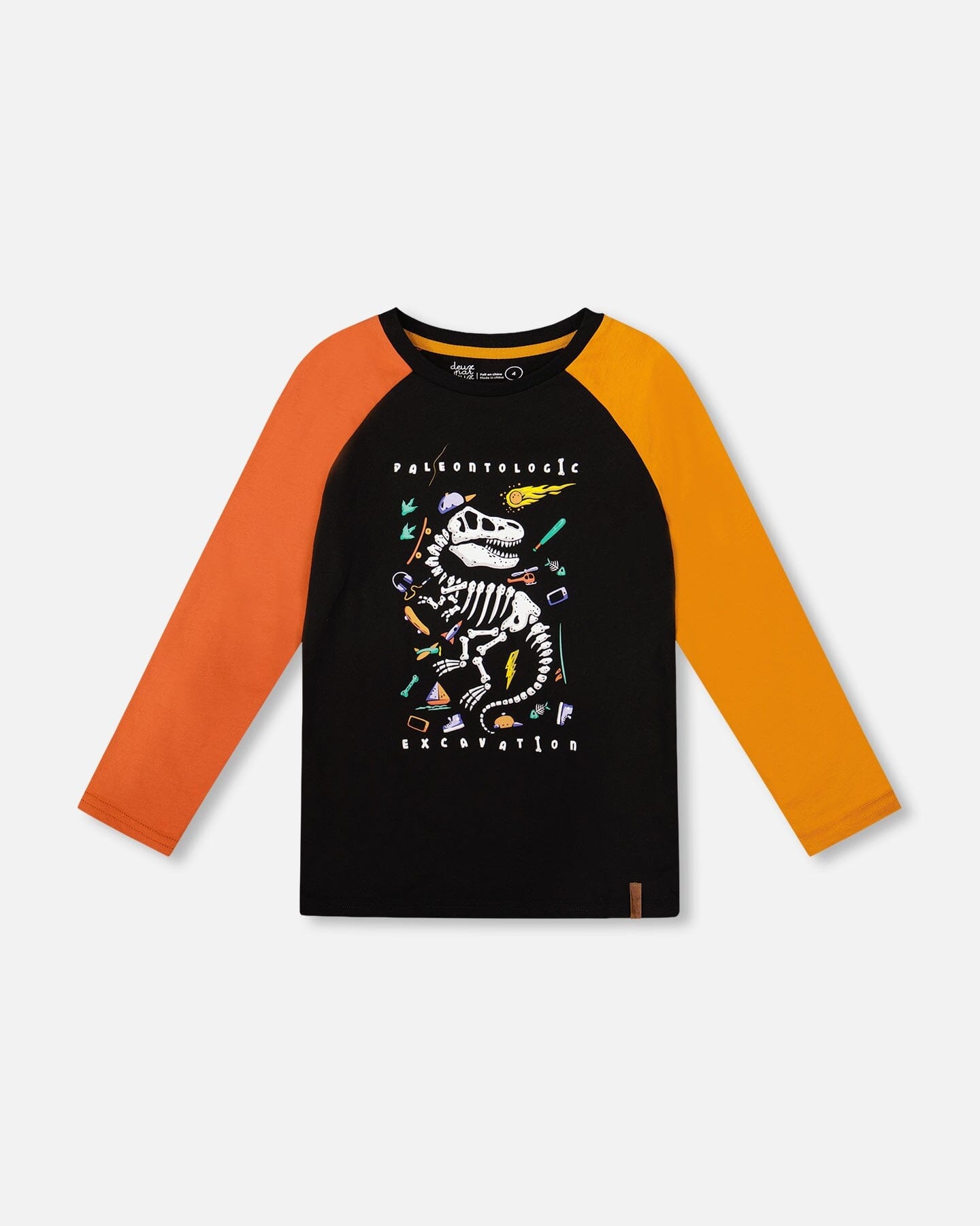 Black Long Sleeve Raglan T-Shirt With Glow-In-The-Dark Dinosaur Print - Image 12