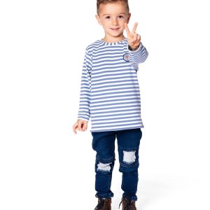 Alternative view of French Terry Blue Denim Pants With Contrasting Patch