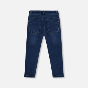 French Terry Blue Denim Pants With Contrasting Patch - Image 3