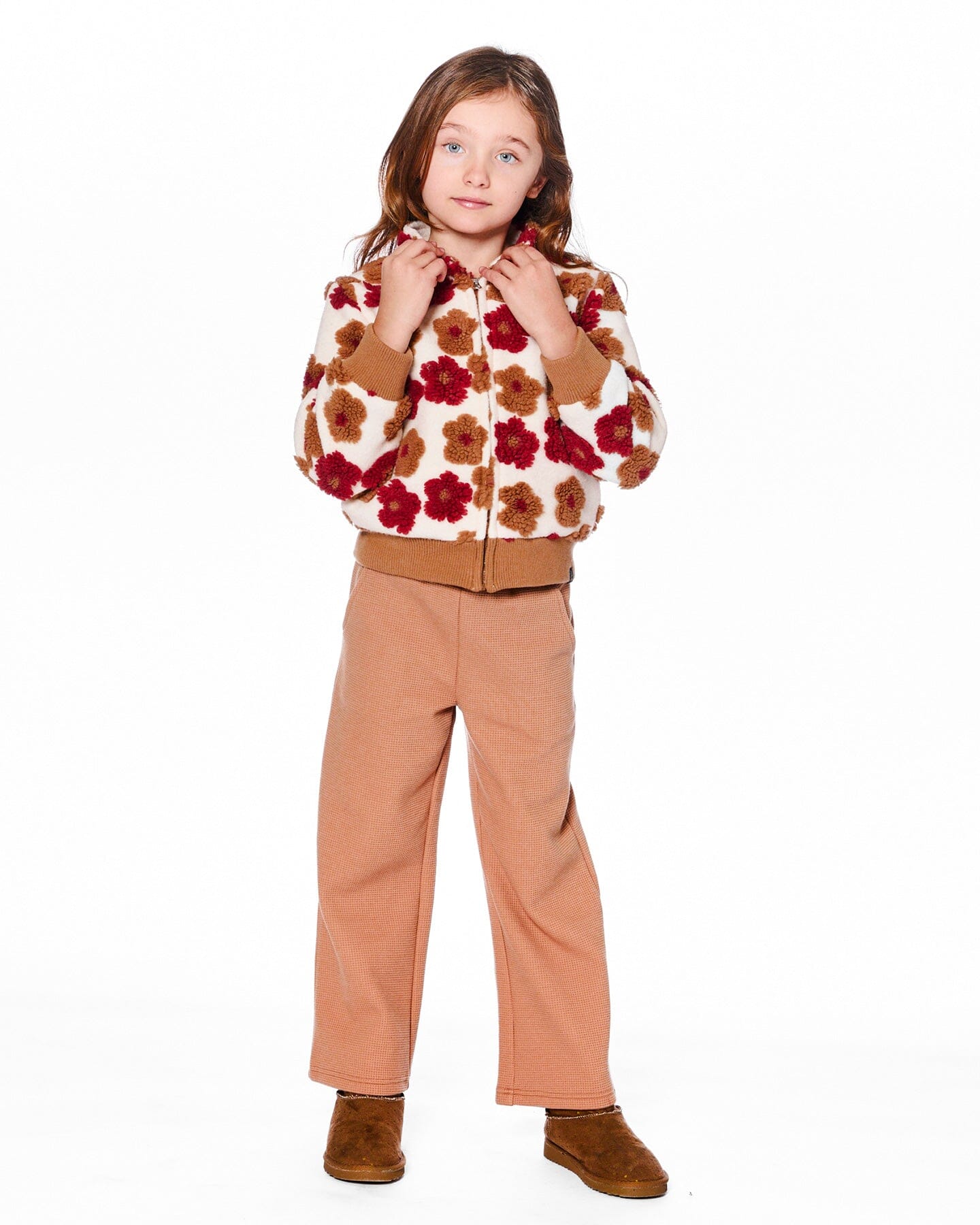 Waffle Flare Leg Pants Caramel Brown - Image 2