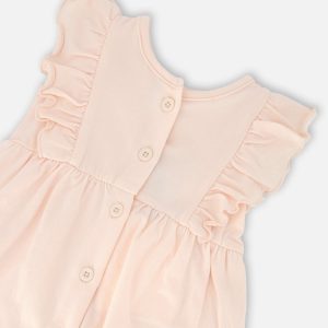 Organic Cotton Jersey Romper With Frills Peach - Image 3