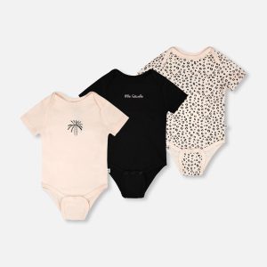 Evolutive Organic Cotton Jersey 3 Pack Onesie Peach