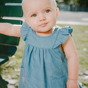 Light Blue Chambray Dress And Bloomer Set Light Blue - Image 2