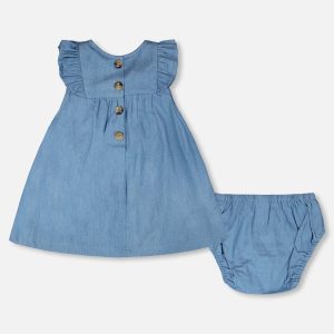 Light Blue Chambray Dress And Bloomer Set Light Blue - Image 4