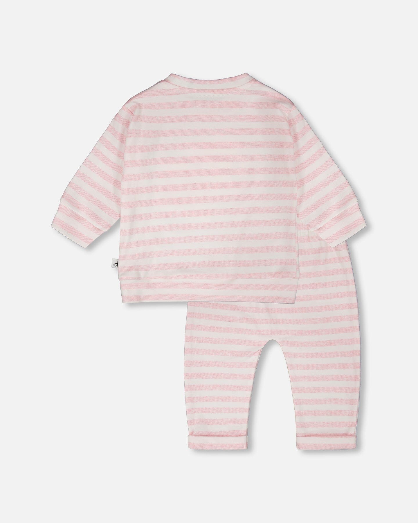 Cotton Jersey Top And Pants Set White And Pink Stripes - Image 3