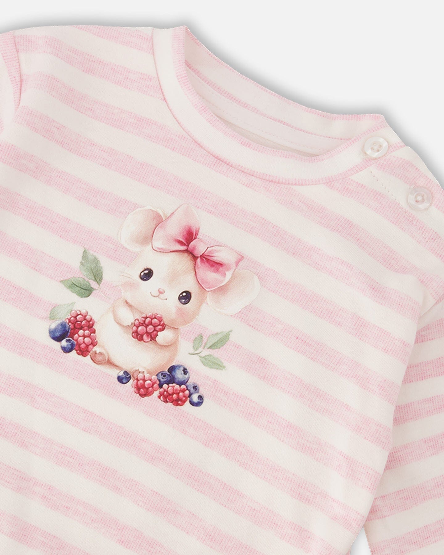 Cotton Jersey Top And Pants Set White And Pink Stripes - Image 4