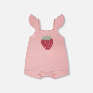 Knit Strawberry Romper Light Pink - Image 8