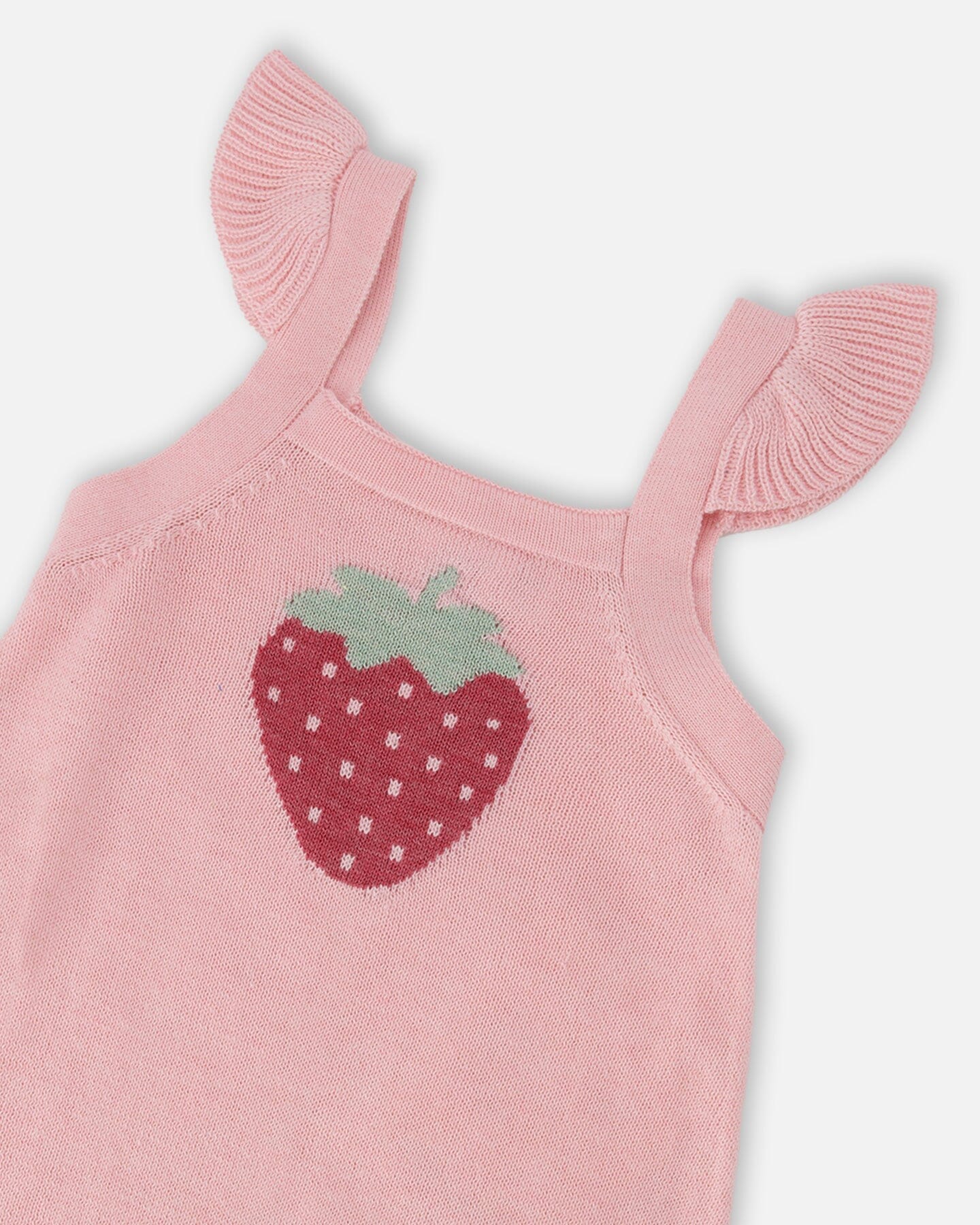 Knit Strawberry Romper Light Pink - Image 4