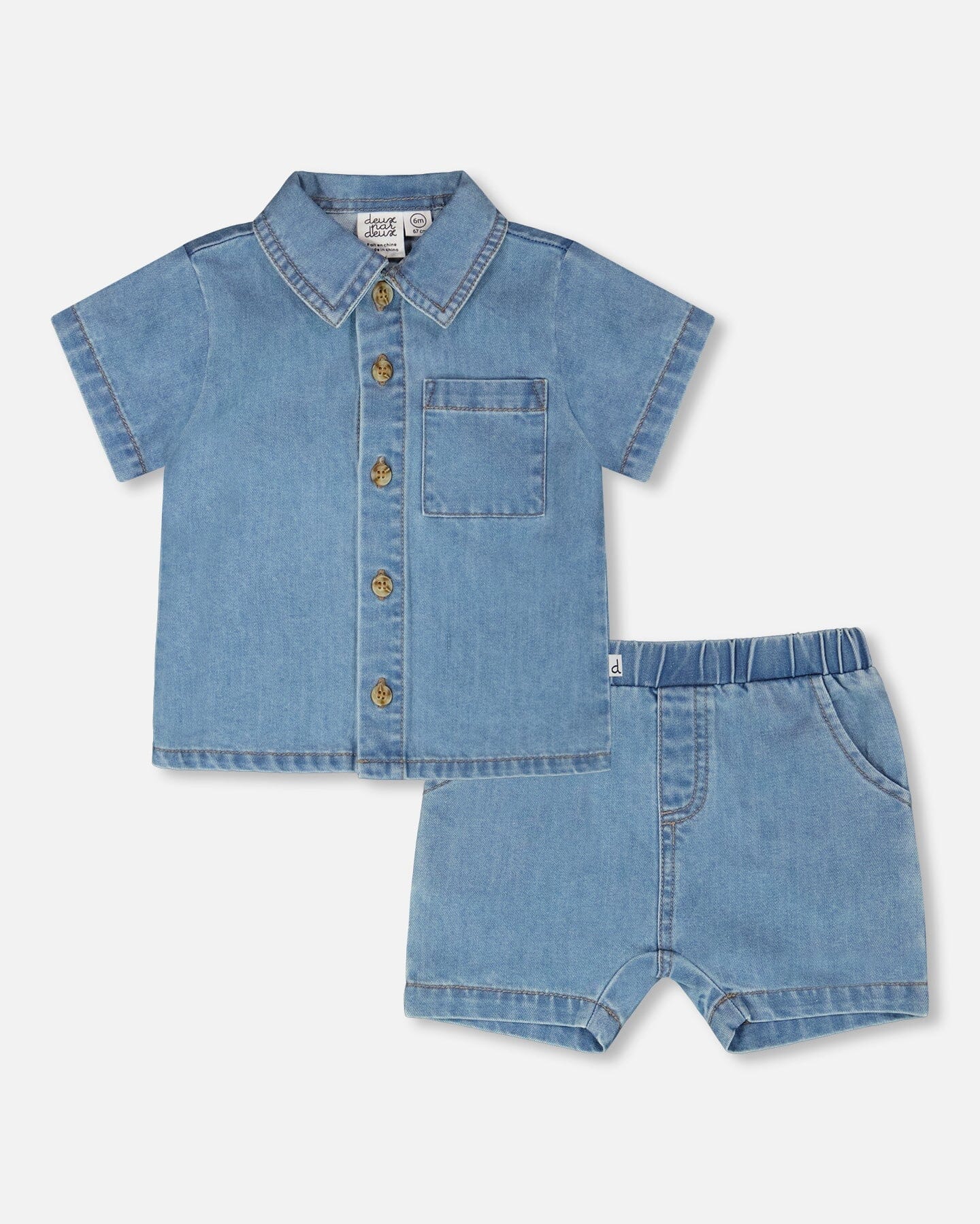 Light Blue Chambray Top And Short Set - Image 7
